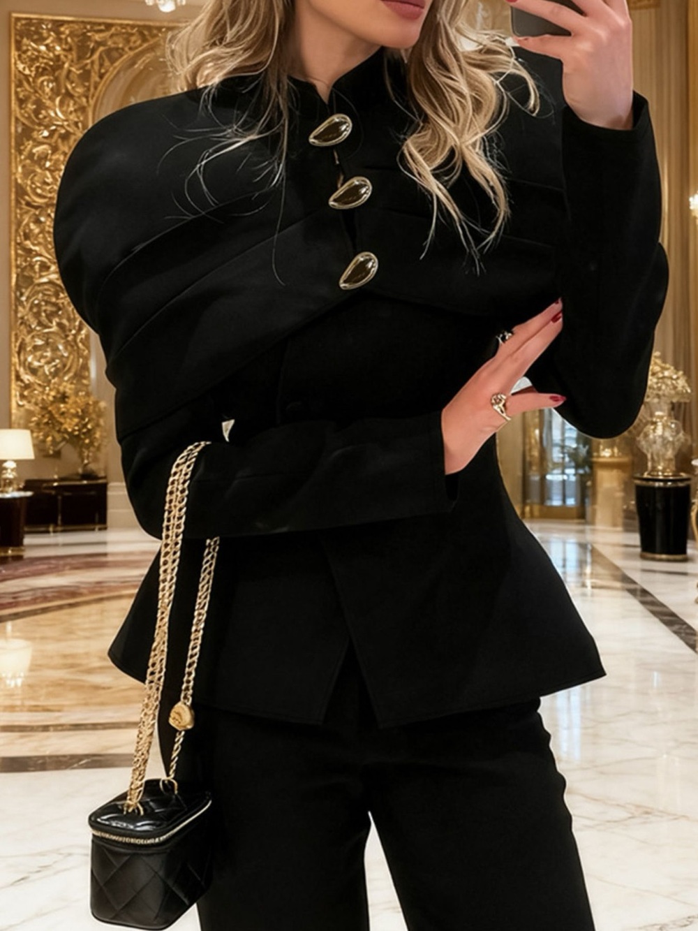 Cape-Style Button Up Outerwear - Picture 5 of 14